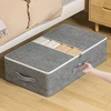 Clothes under bed bedding storage bag with lid foldable for bedding toy closet organizer Space saving strap reinforced handle 4