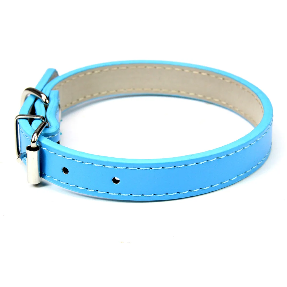 soft leather solid dog collar adjustable puppy neck strap safe collars for small medium big dog kitten necklace cat accessories