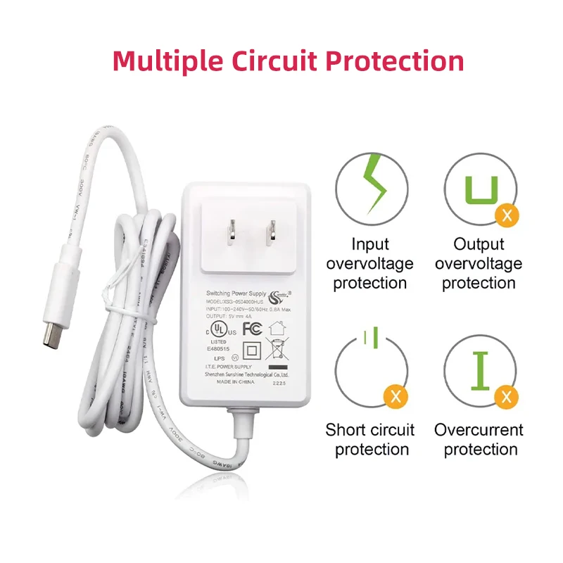 Adaptador de Alimentação para Raspberry pi Multi Circuit Protection Carregador para pi 4b tipo c Port Adaptador de Alimentação 100240v Input ue Eua Reino Unido 4b - Imagem 6