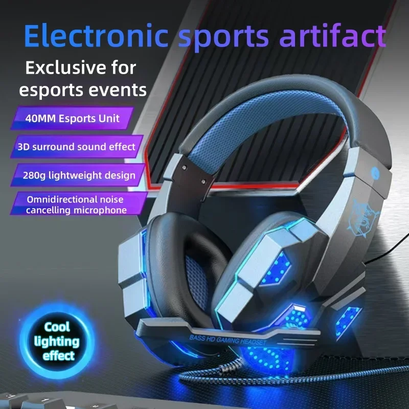 Gaming Headset with Microphone Over-Ear Wired Headphones for PC PS5 Xbox Switch