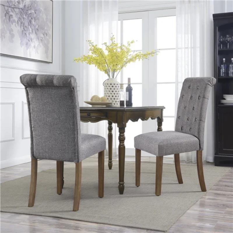 

2pcs Tufted Upholstered High Back Parson Dining Chair, Gray Dining Chairs for Dinner, Meeting, Restaurants, Wedding Banquet