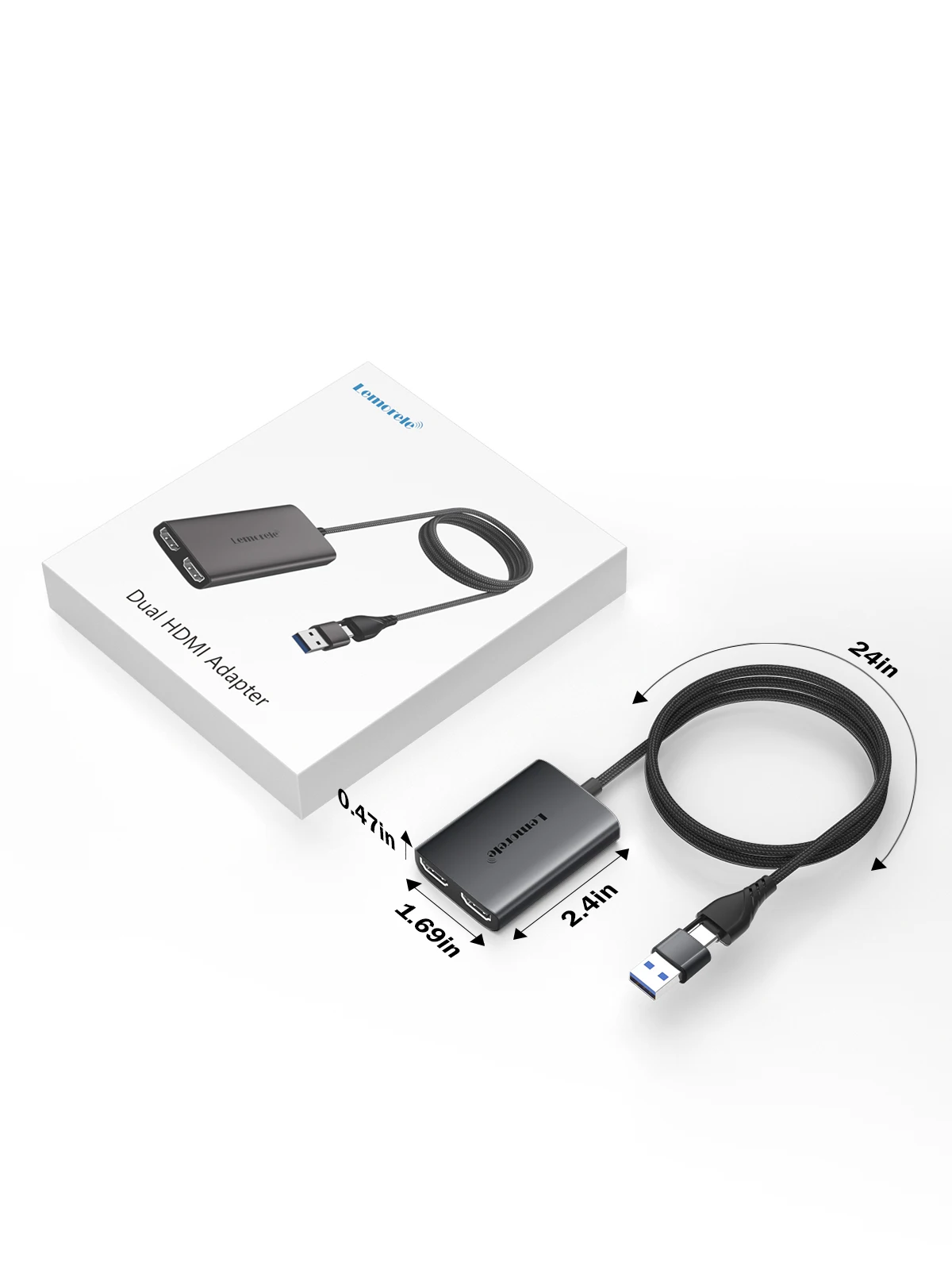 Lemorele Type to Dual HDMI Adapter 1080P 60Hz - Technical View