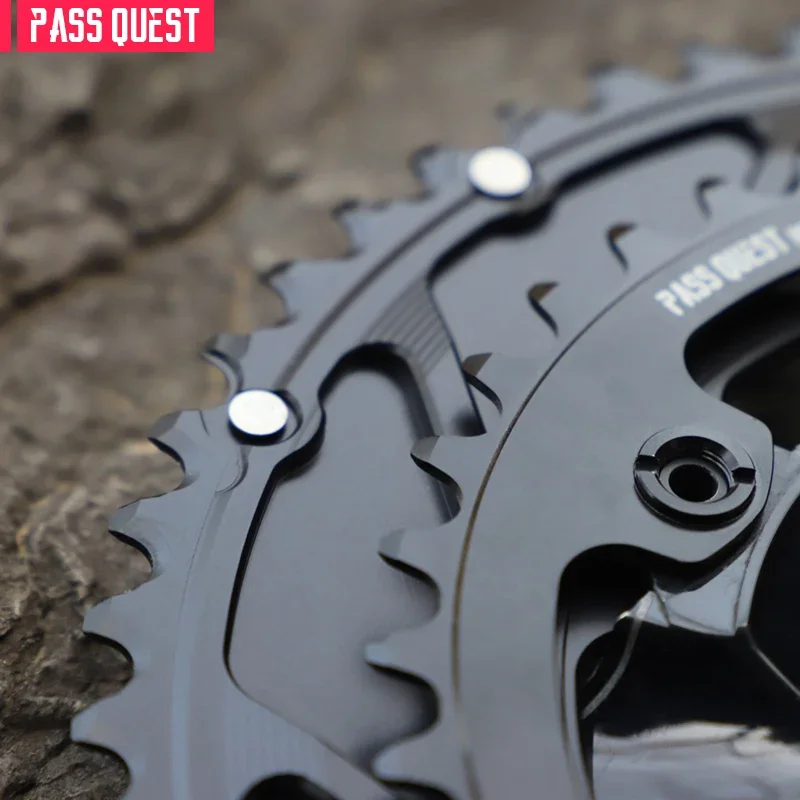 ロードバイクラウンドチェーンリング、4ボルト、2xダブルチェーン