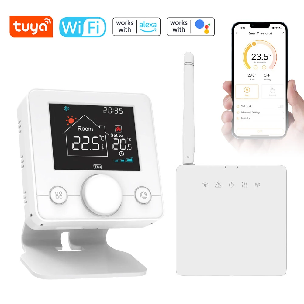 

Tuya WiFi Intelligent Thermostat Weekly Programming Child Lock Temperature Controller for Wall-hung Boiler Voice Control
