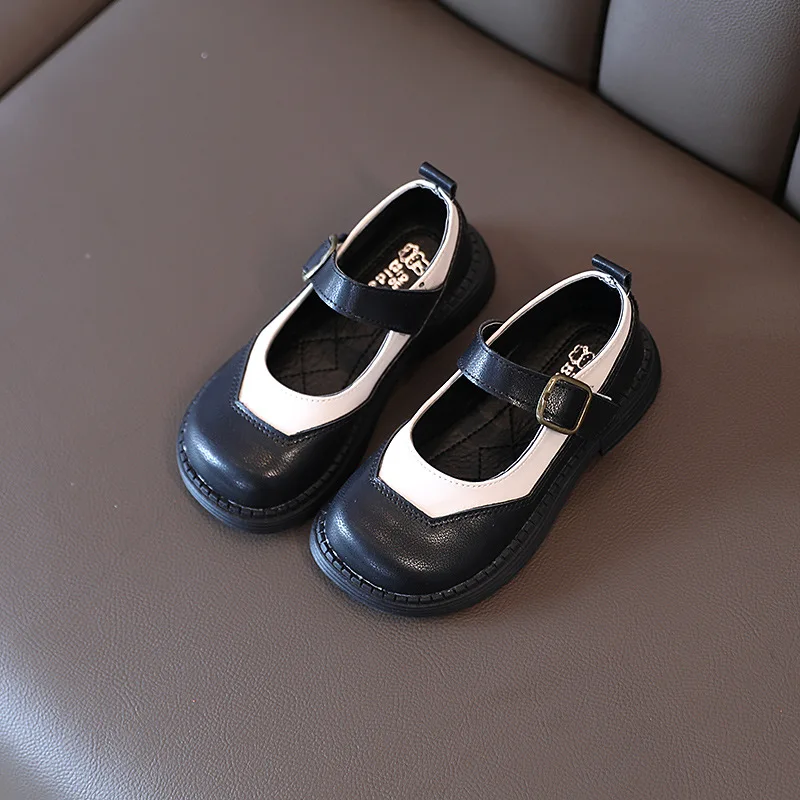 2022 Spring New Korean Style Boys Retro Assorted Fashion Round-toe Kids Hook & Loop School Girls
