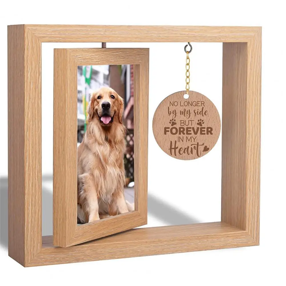 Pet Memorial Wooden Photo Frame Rotatable Double-sided 4x6-Inch Desktop Dog Cat Pic photo frame wood photo frame wood frame wood picture frame