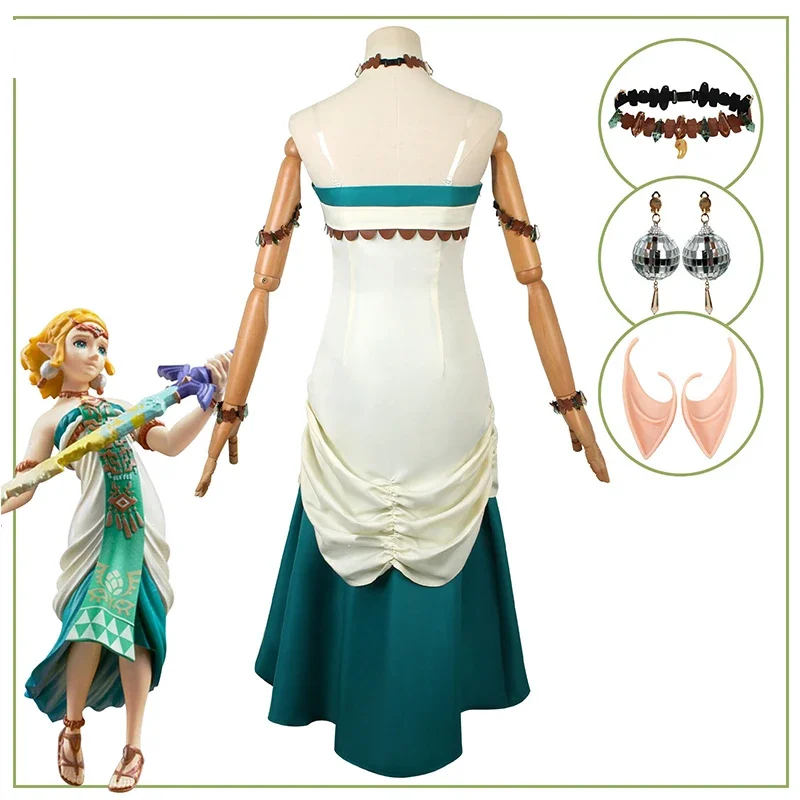 Green Princess-Inspired Cosplay Dress with Wig for Women (Unofficial)
