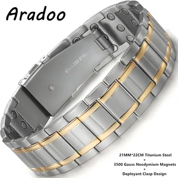 ARADOO Preumium Titanium Steel Bracelets for Men with 3X Ultra Strenth Magnetic Wristband Jewelry Gifts