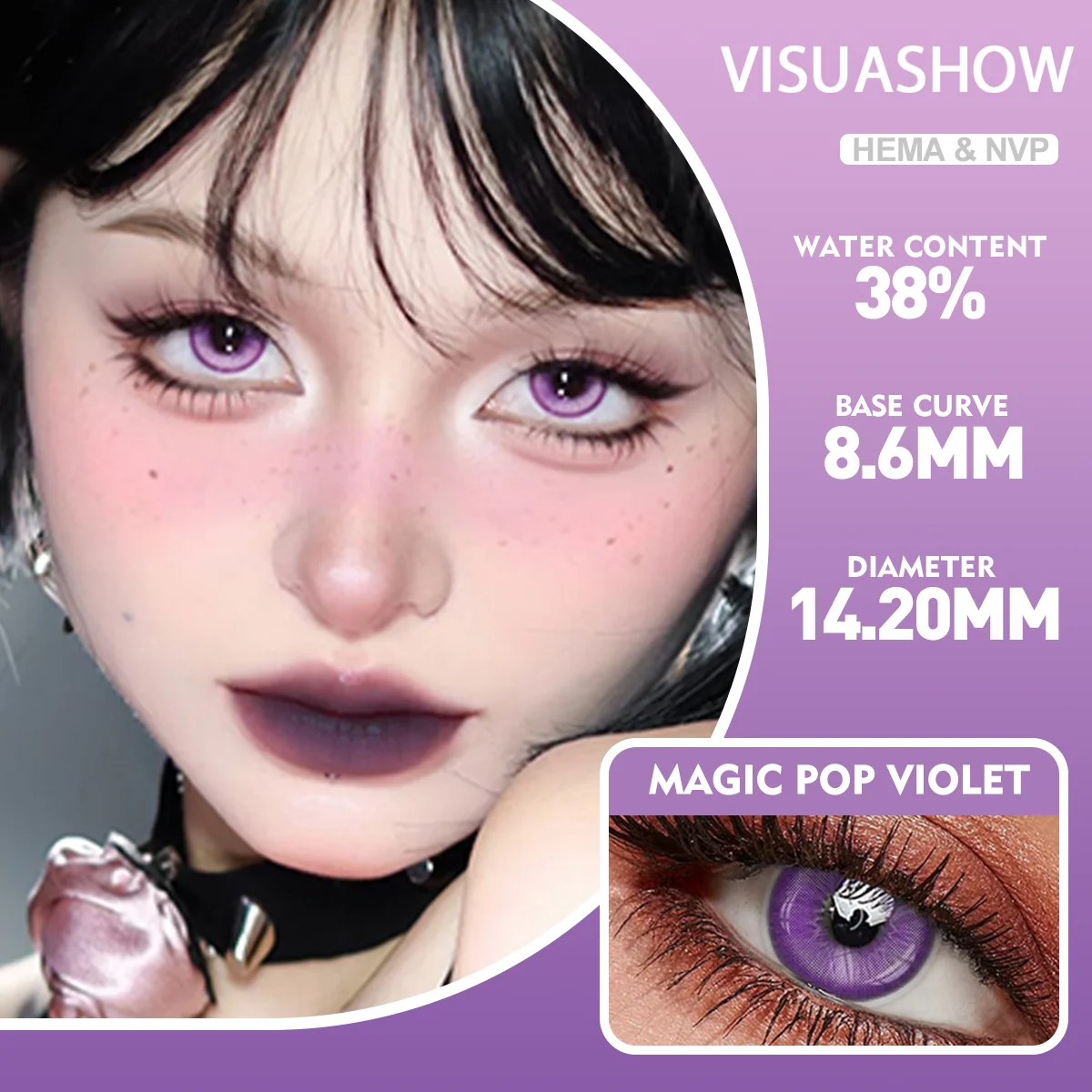 VISUASHOW Lovely Blue Colored Contact Lenses: Soft, Anime Cosplay & Cyber Cute Style for Costume Makeup & Parties