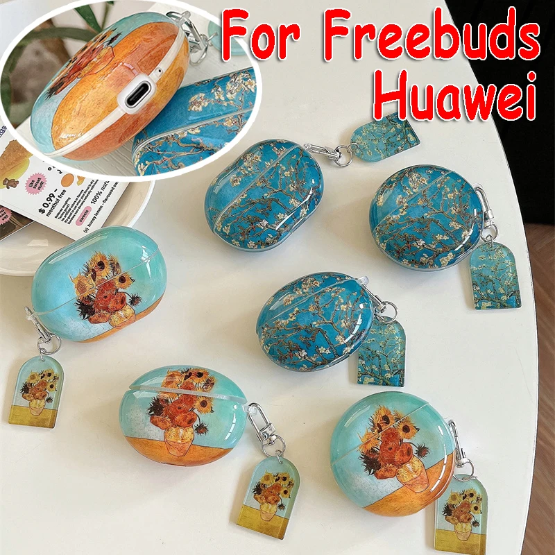 Retro Van Gogh Cover Per Huawei Freebuds Pro 2 + Custodia Auricolare Girasoli Cover Freebuds 5I Freebuds 4I Free Buds 5 Cover Funda