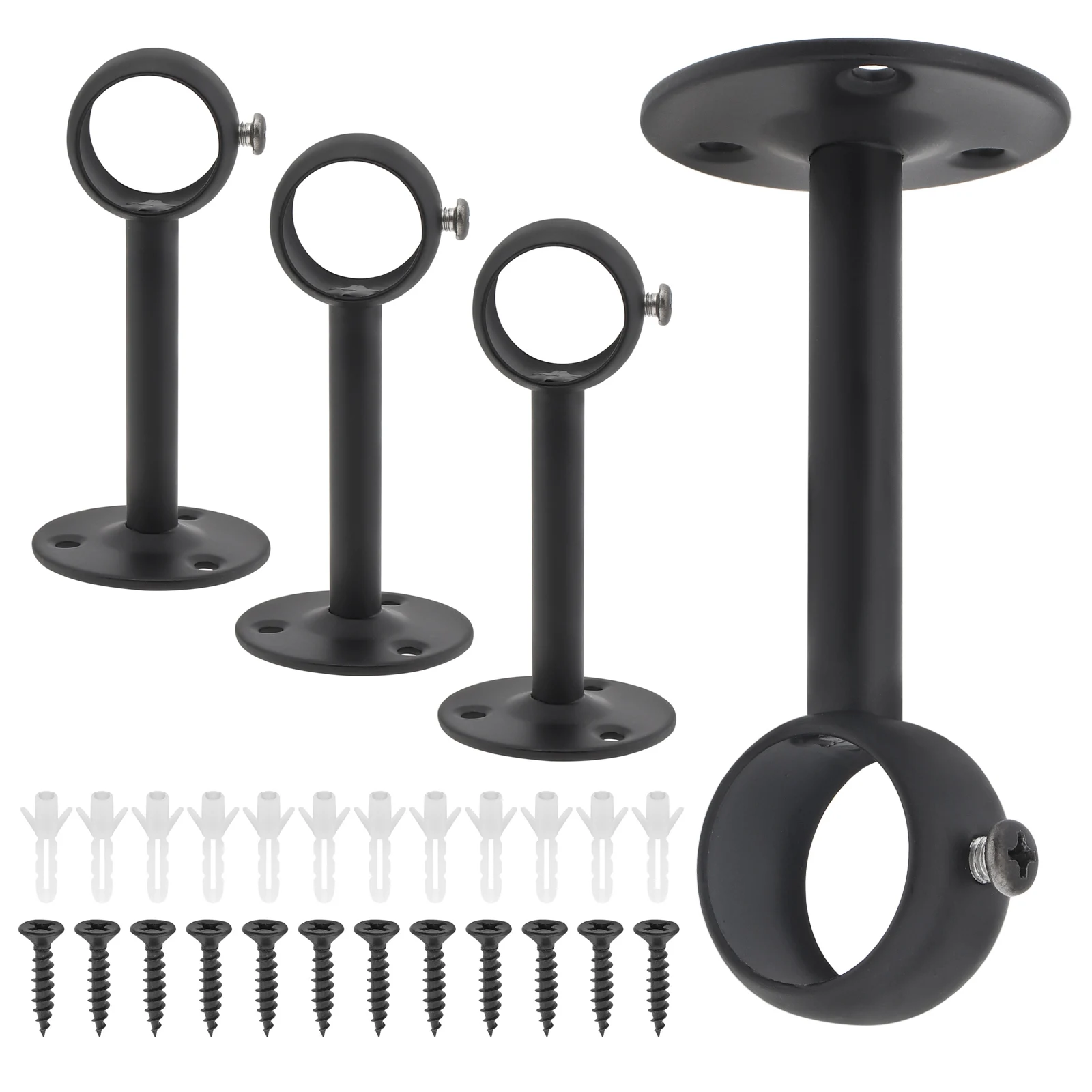 4pcs Heavy Duty Stainless Steel Curtain Rod Bracket for 1.26 Inch Drape Pole with Adjustable Screws, Ceiling Curtain Rod Holder