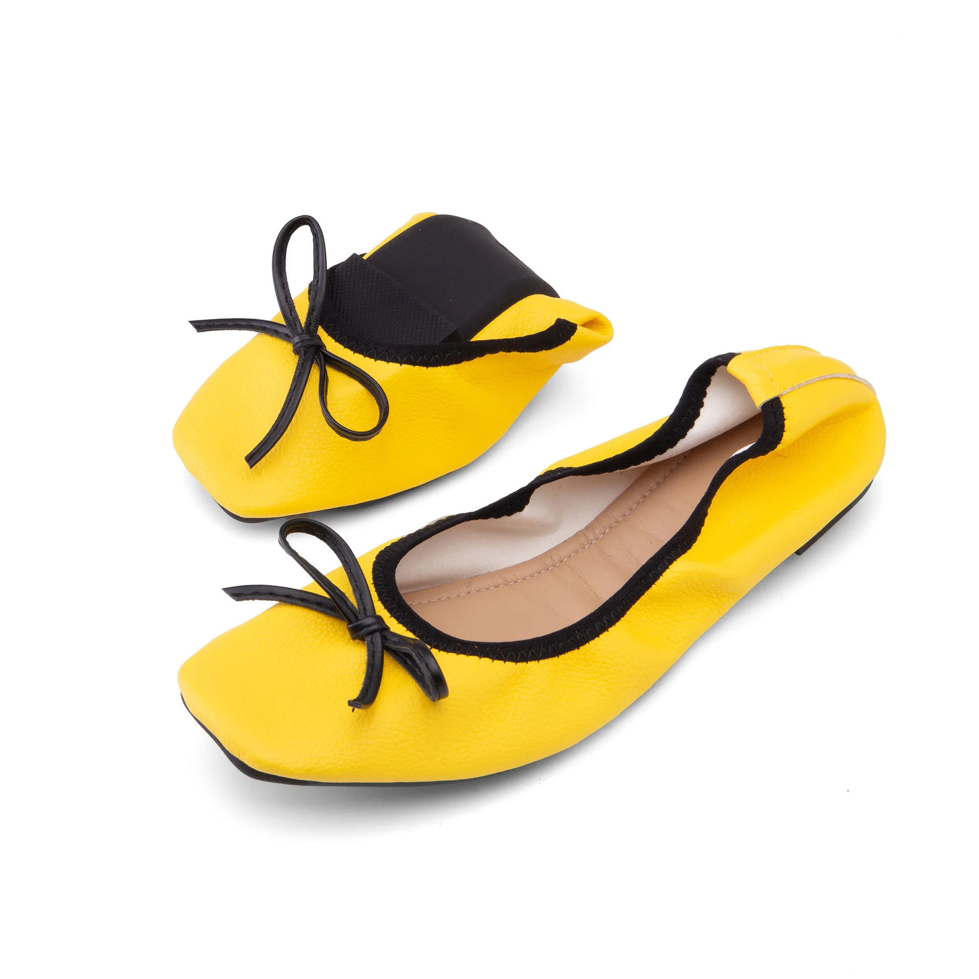 New Arrival Wholesale Spring And Autumn Square Headed Flat Shoes Low Heels Ballet Dance Women's Prom Shoes Large Sizes 32 To 54