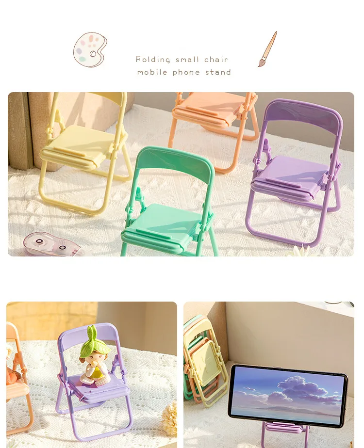 Universal Foldable Desk Phone Holder For iPhone 13 12 11 X Samsung Huawei Xiaomi Cute Chair Mobile Phone Stand Lazy Live Bracket iphone charging dock