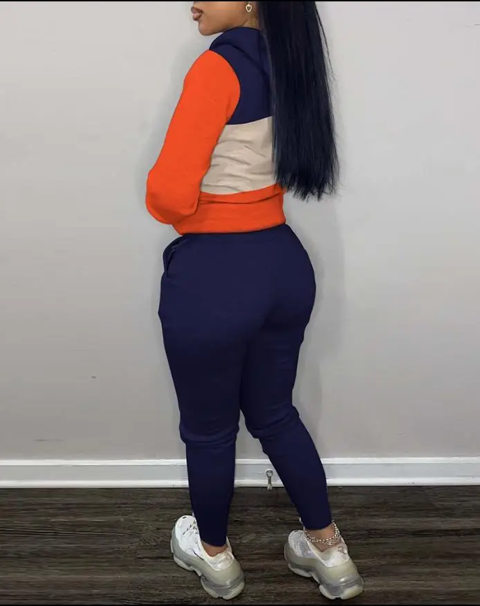 Women's Spring and Summer New Series Fashion Leisure Versatile Long Sleeve Hoodie & Drawstring Pants Set ﻿