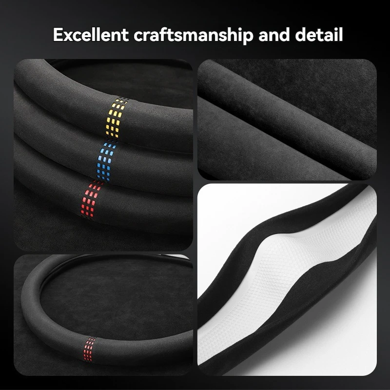 Steering Wheel Cover Suede Cover All Seasons Auto Ultra-thin Non-slip Round D-shaped Breathable Car Protector steering wheel cover