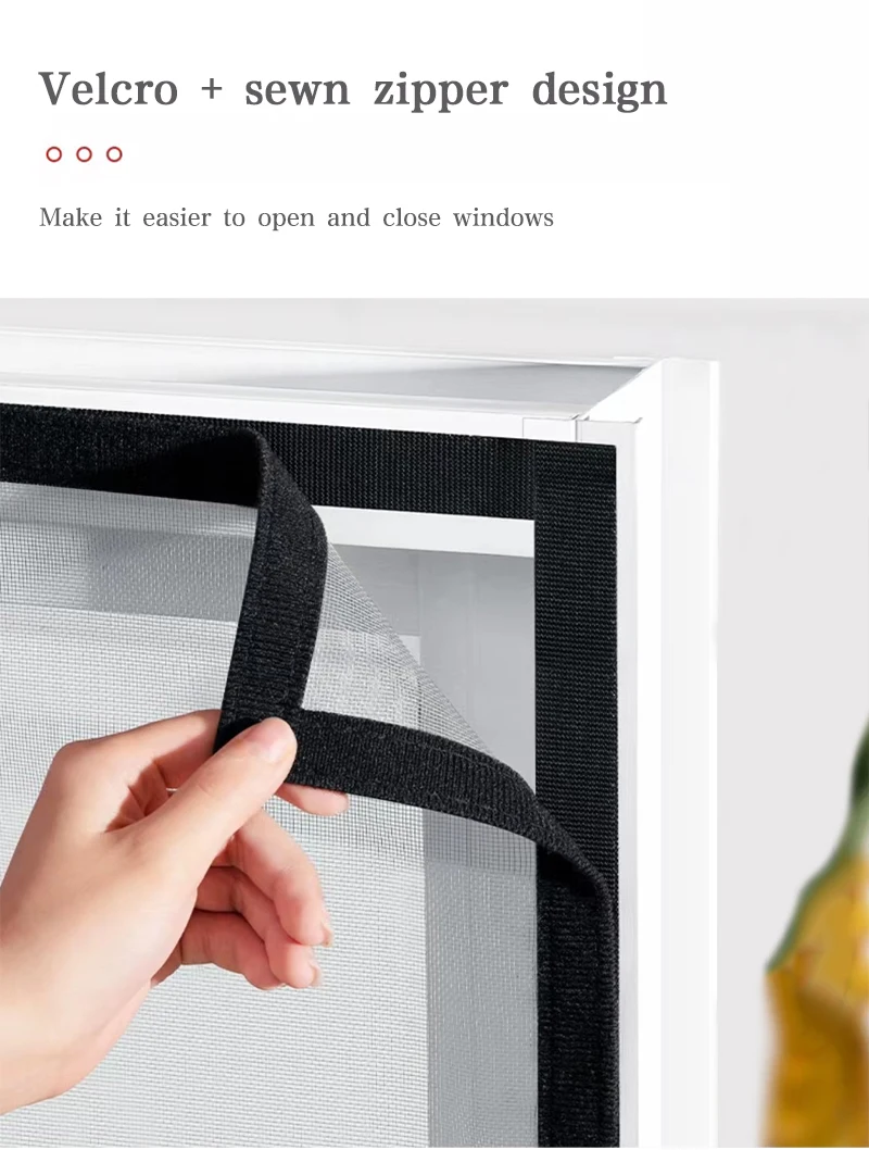 Description Picture 5 of itemBlack，Multi size window mesh with zipper Self-adhesive zipper ,mosquito nets for windows anti mosquito window door curtain mesh