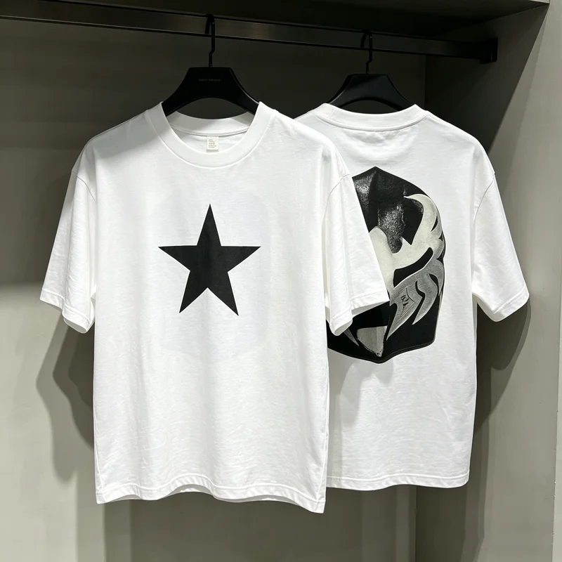 2026 Yzy Kurzarm-T-Shirt mit Fünfzackigem Stern-Druck für Männer und Frauen Kanye West Bully LS-07 YE LIVE T-Shirt Schwarze Maske Oberteil