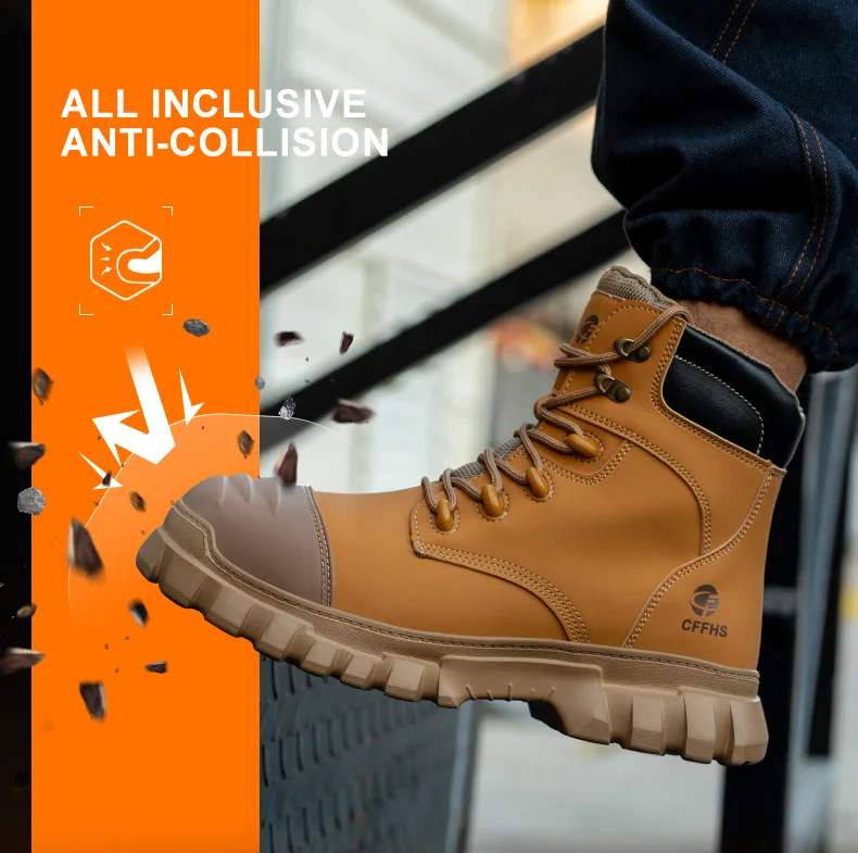Men’s 2026 steel toe safety boots with anti‑smash and anti‑puncture protection 32651