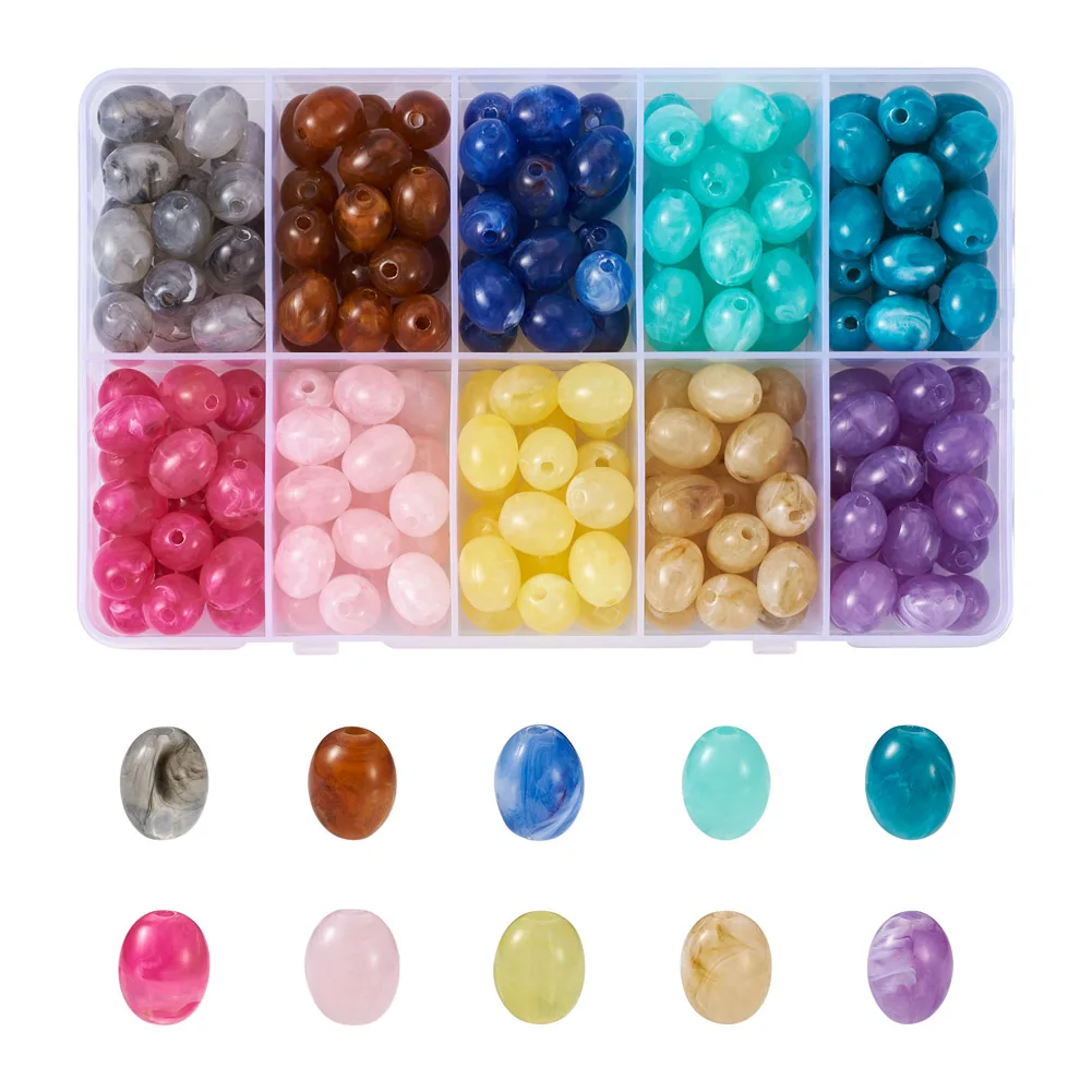 

200Pcs 13x10mm Imitation Natural Stone Oval Acrylic Beads Spacer Loose Beads for Jewelry Making Diy Earring Bracelet Accessories