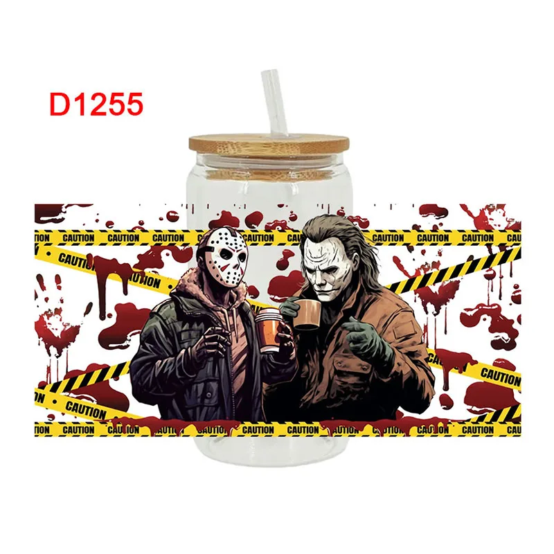 UV DTF Transfer Sticker Halloween Pumpkin For The 16oz Libbey Glasses Wraps Bottles Cup Can DIY Waterproof Decals D1255
