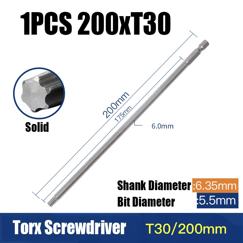 estendido torx chave de fenda bit hex