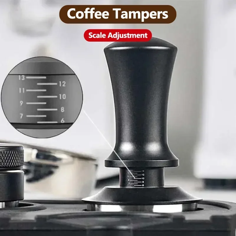 51/53/58mm Espresso Coffee Tampers with Graduated Scale Spring-Loaded Equilibrium Coffee Distributor Barista Accessories Coffeew