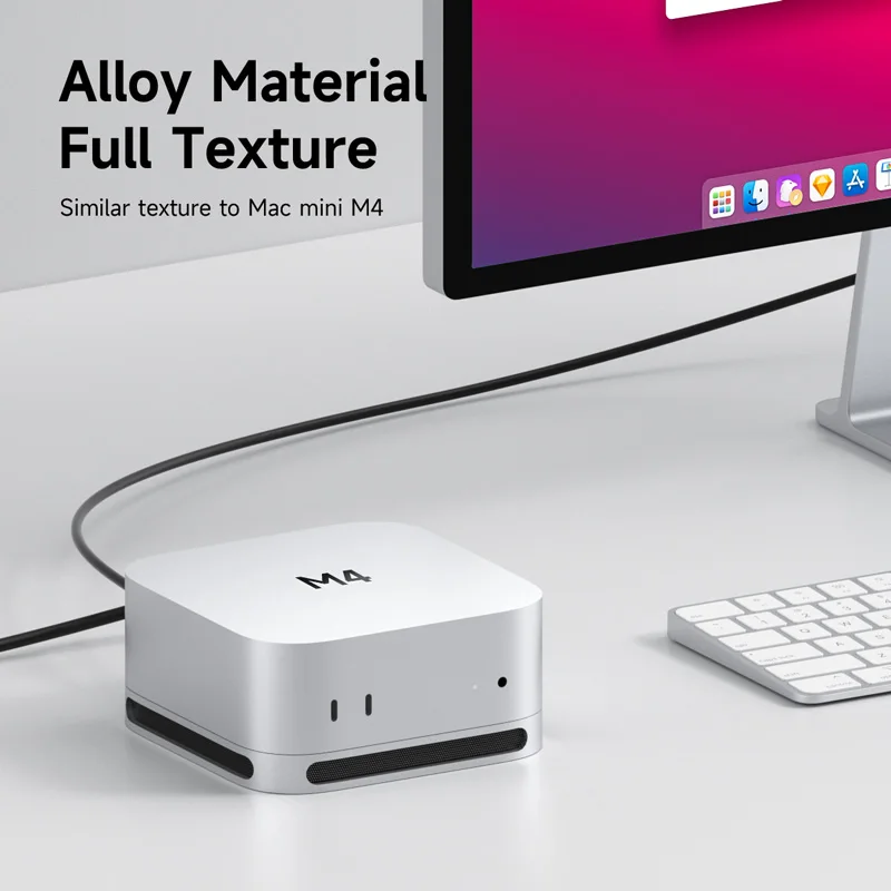 Hagibis Desktop Stand for Mac mini M4/M4 Pro Dustproof Base Heat Dissipation Bracket Aluminum Alloy Cooling Holder Dock mac mini stand