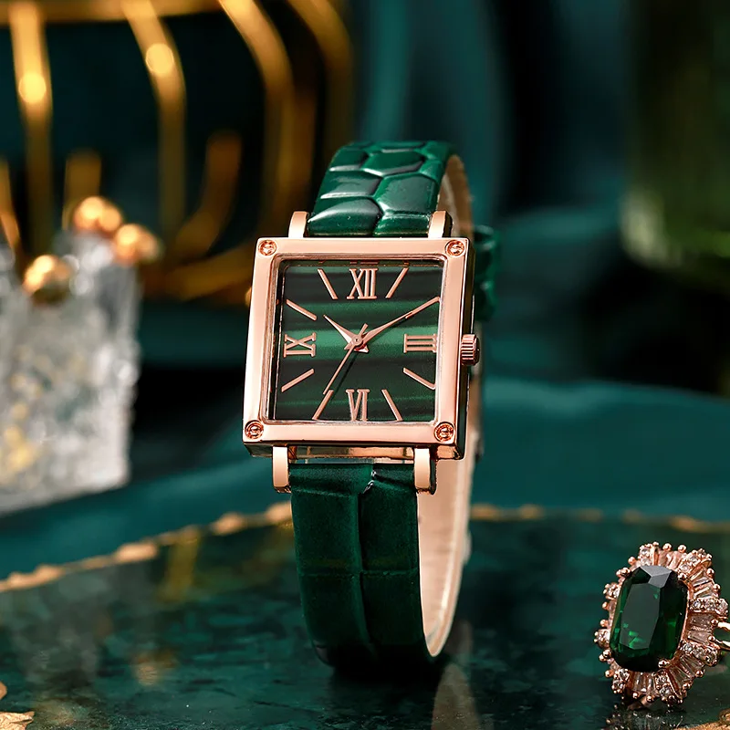 1pc-Fashionable and Minimalist Women's Square Belt Quartz Watch New Popular Retro High-end Roman Watch