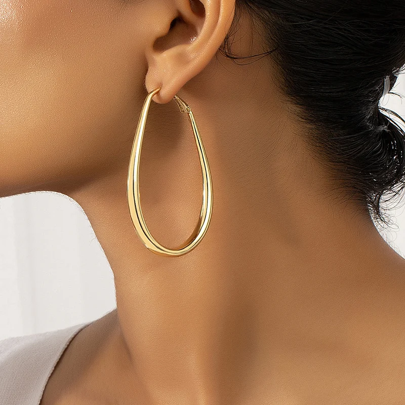 

Geometric Big Metal Earrings For Women Jewelry Gift Irregular Circle Oval Earrings Femme Cold Fashion Korean Women's Earrings