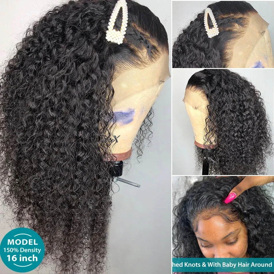 Brazilian Loose Deep Wave 13x6 Lace Frontal Human Hair Wigs 180% Transparent Water Curly Short Bob Wig Remy T Part For Women