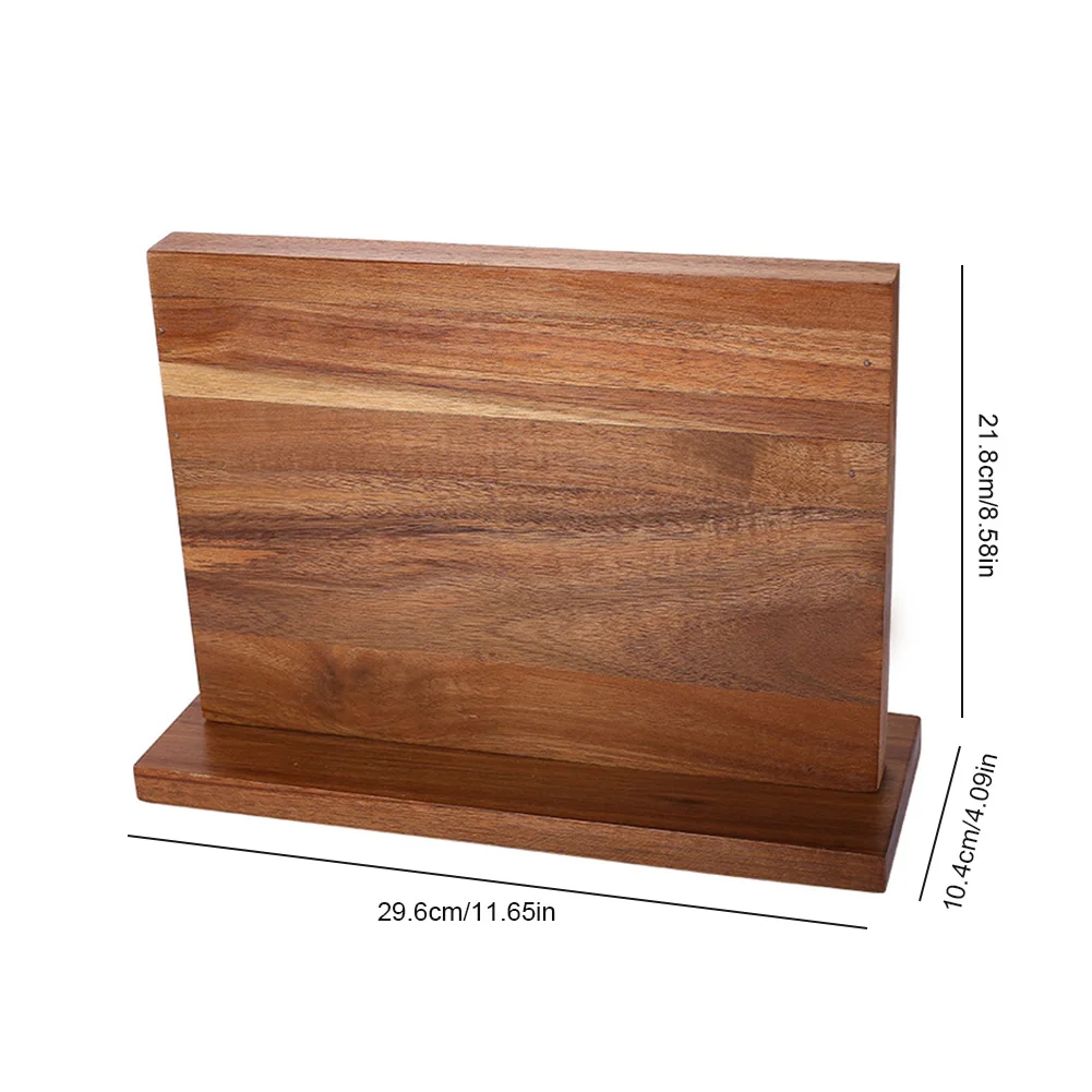 Magnetic Wooden Knife Block Double-Sided Solid Wood Knife Holder Stand with Strong Enhanced Magnets Can Hold Multiple Knives