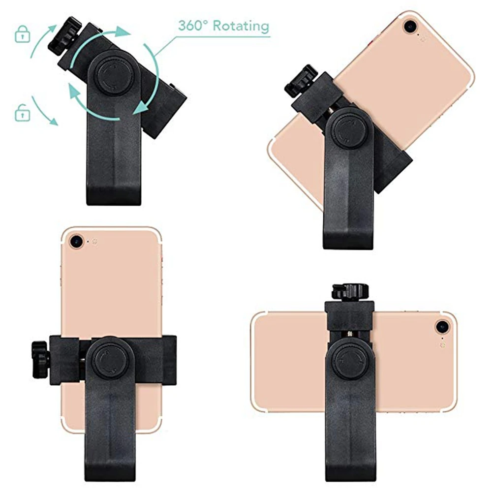Universal Smartphone Cell Phone Mount Holder Adapter for Tripods or Stands With Standard 1/4 Inch Mount Screw Can 360 Rotates