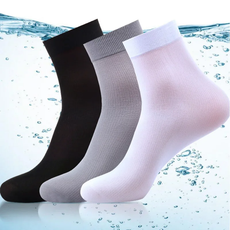 10Pair Men Bamboo Fiber Short Socks Thin Elastic Silky Sock Summer Breathable Mens Socks Simple Mens Middle Tube Stockings Socks