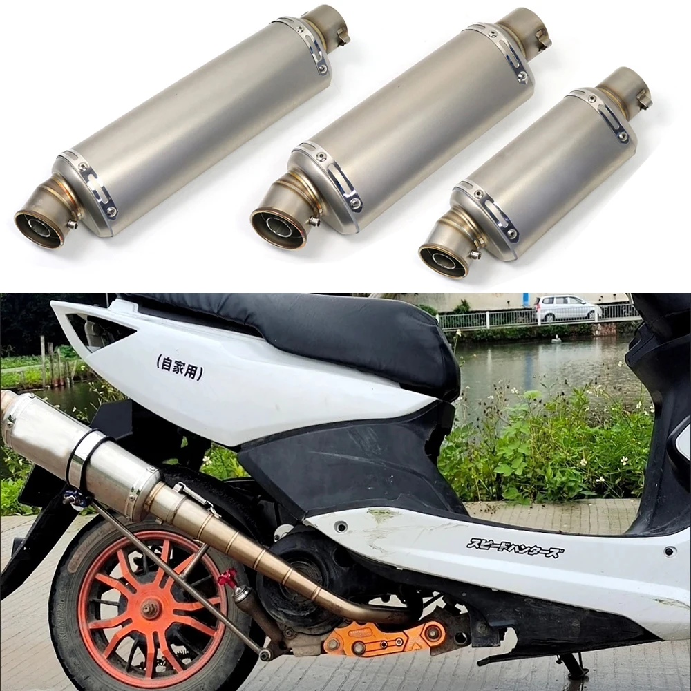 Motorcycle Exhaust Muffler Pipe 51mm Universal 310 370 440 mm 100cc-1000cc ATV GP Scooter For fz6 pcx125 Stainless Steel