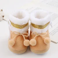 Baby Boys And Girls Bow Tie Hairball Decoration Cotton Shoes Cute Cartoon Soft Soled Toddler Shoes Children'S Snow Boots 2