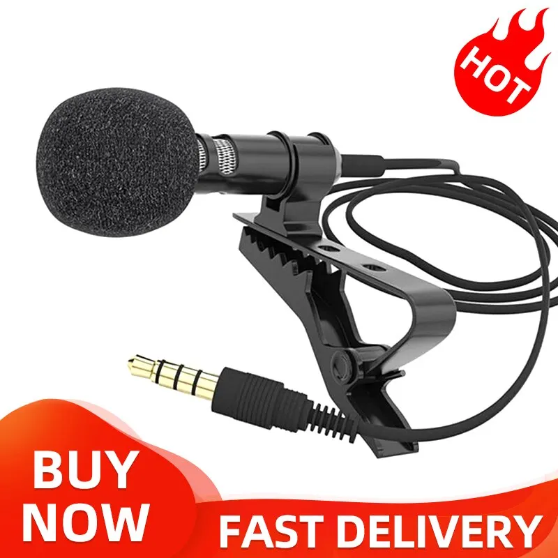 

External 3.5mm Hands-Free Wired Lapel Clip Microphone Lavalier Microphone Tie For Smartphone PC Recording Speaker