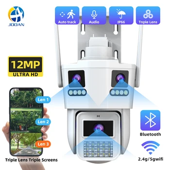 JOOAN 15MP Three Lens IP Camera PTZ Outdoor Three Screen night vision 5g WiFi Security Camera Auto Tracking Cctv camera 1