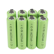 

1.2V AA rechargeable battery 2200mah nimh cell Green shell with welding tabs for Philips electric shaver razor toothbrush