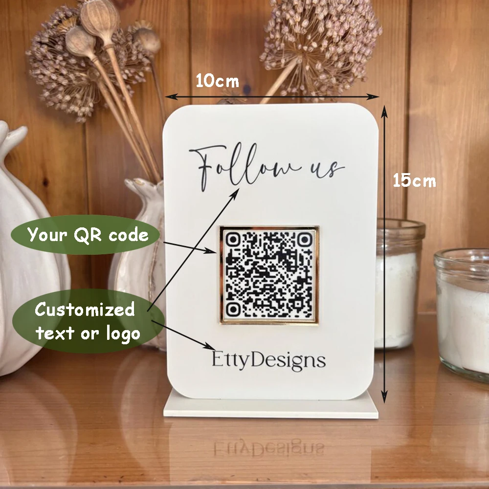 개인 맞춤형 QR 코드 아크릴 장식 플라크, 소셜 미디어 플라크, 인스타그램, 와이파이, 페이스북, 비즈니스용 QR 디스플레이 플라크