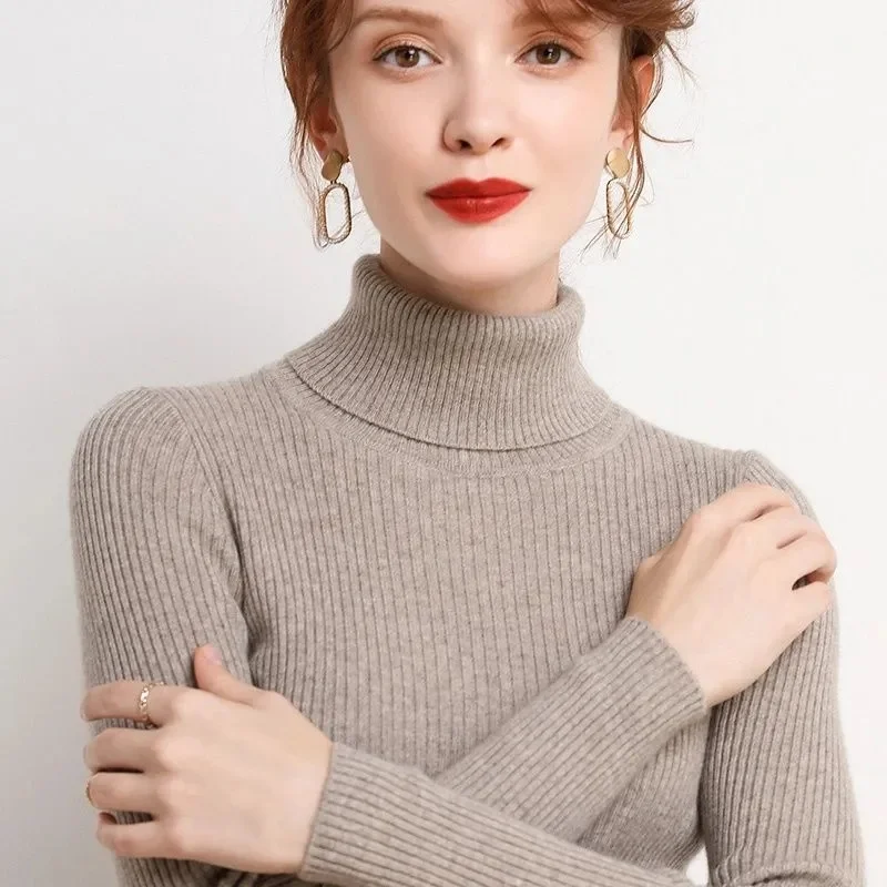 

Women Turtleneck Sweater Knitted Soft Pullovers Cashmere Jumpers Basic Sweaters For Women 2023 New Autumn Winter Sweater