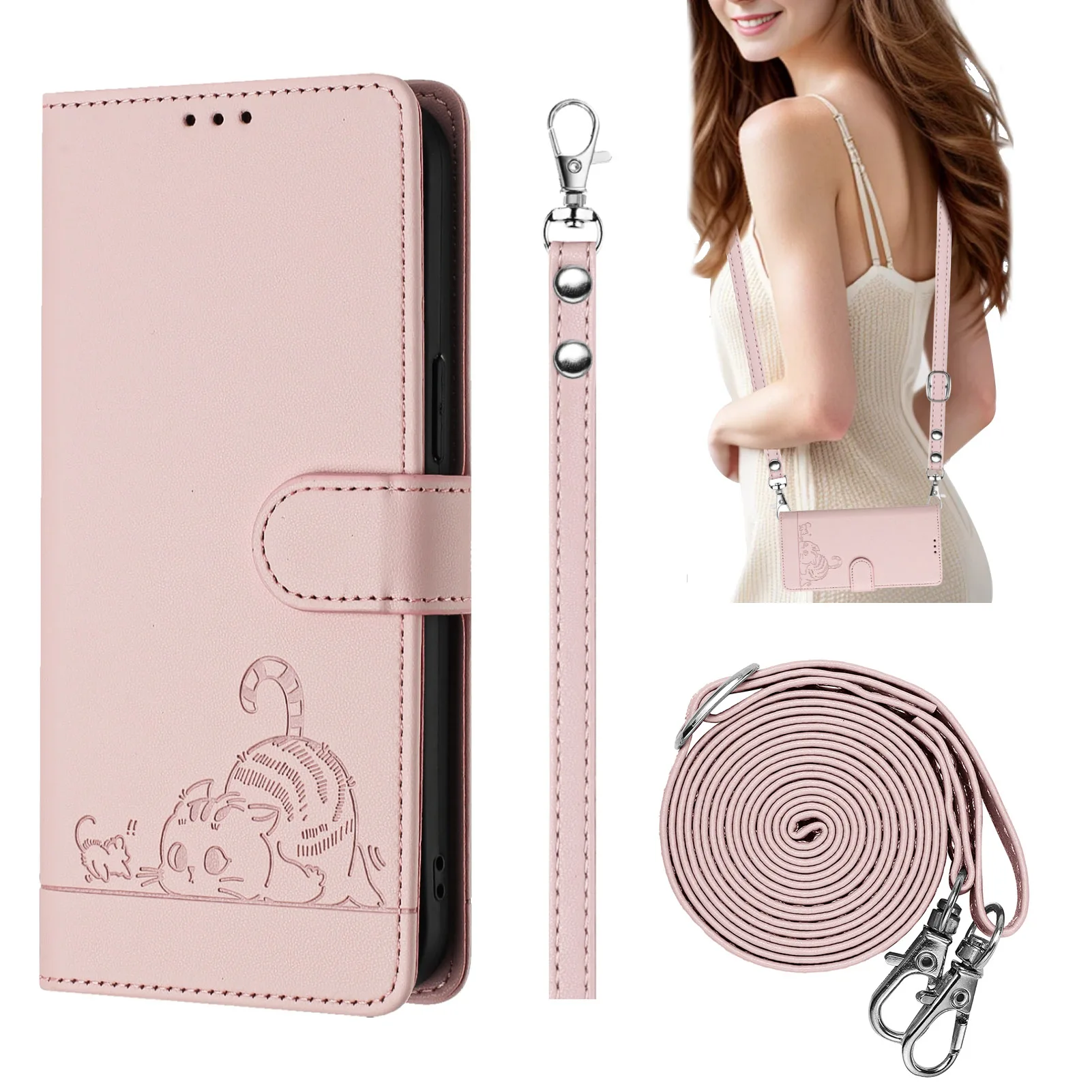 Leather Crossbody Shoulder Phone Wallet Case and Cover