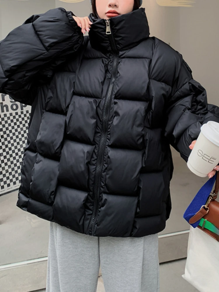 Women\'s Jackets New in Fashionable Solid Color Stand Collar Coats Elegant Korean Version Commuting Warm Parkas Women\'s Clothing