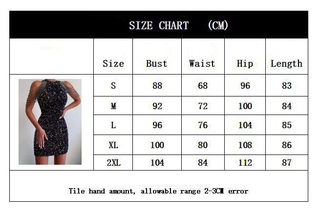 thumbnail image 4 of Vestido corto de verano con escote redondo y hombros descubiertos para mujer, estilo escote colgante, sin tirantes, con lentejuelas, envuelto en la cadera y borlas, para fiesta y cumpleaños, 4 of 5