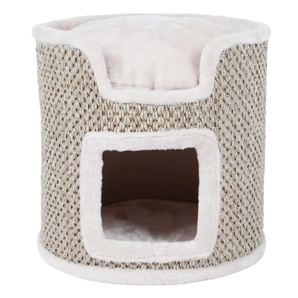 

cat condo Ria Sisal Exterior Indoor Cat Condo With Removable Cushion, Cream