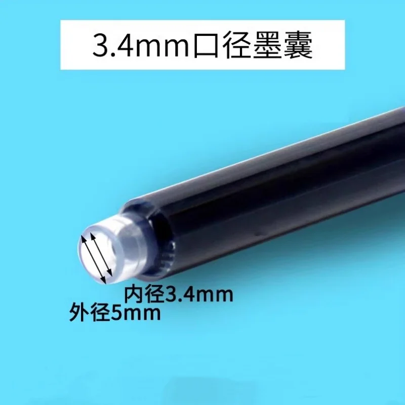 OASO K018 Sealed Press Fountain Pen Retractable 0.5mm Nib Press Office School Student Pen Set with 2pcs Blue Ink Cartridges 5
