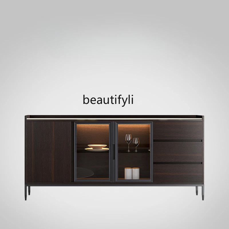 

Light Luxury Sideboard Cabinet Sprinkler Cabinet Integrated Wall Ultra-Thin Narrow Glass Storage Cabinet