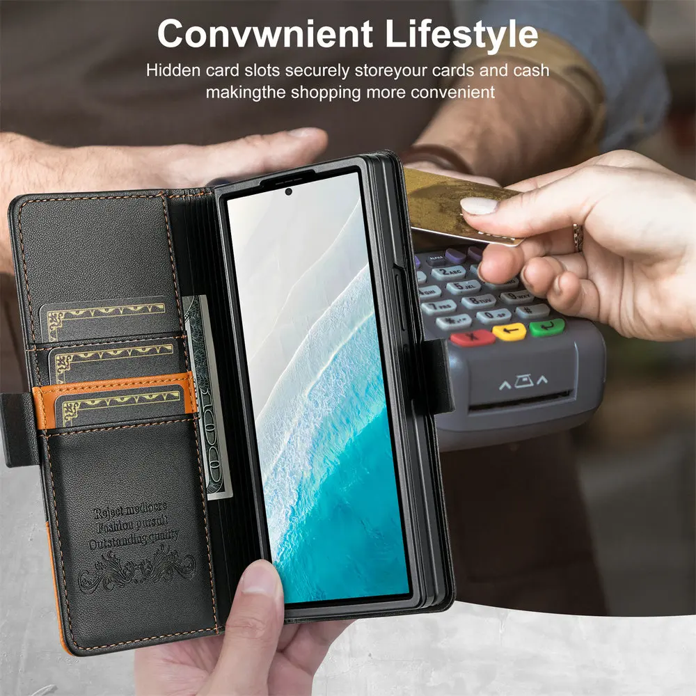 Luxury Leather Wallet Magnetic Book Armor Flip Cover Case