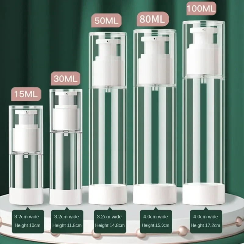 15ml 30ml 50ml Clear Airless Cosmetic Cream Pump Bottle Travel Size Dispenser Makeup Container for Cream Gel Lotion 5