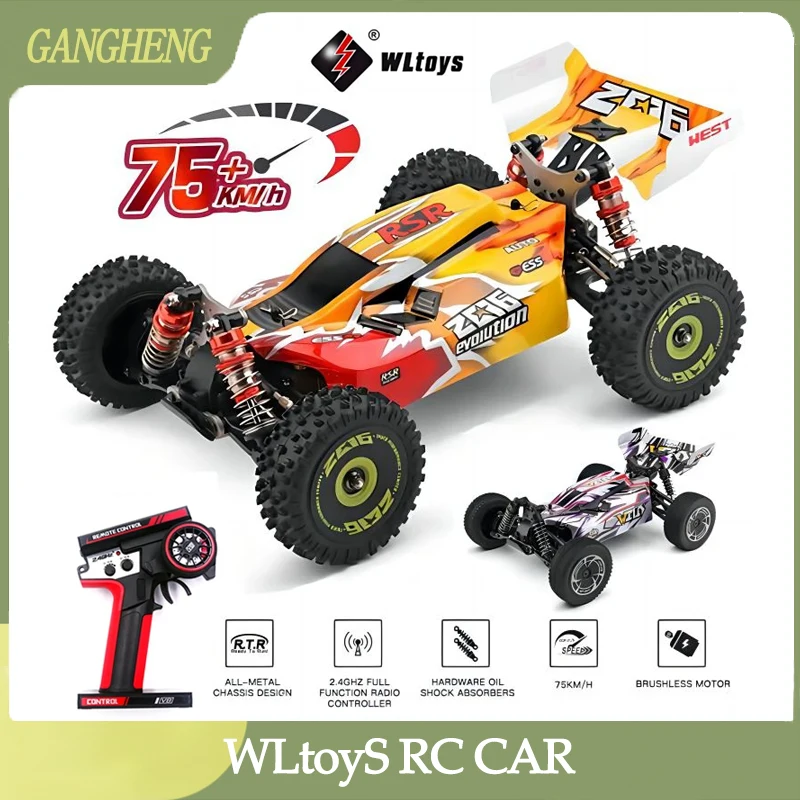 WLtoys 144010 144016 75 KM/H 2.4G RC카, 브러시리스 4WD 전기 고속 오프로드 리모컨 드리프트 장난감, 어린이 레이싱용 