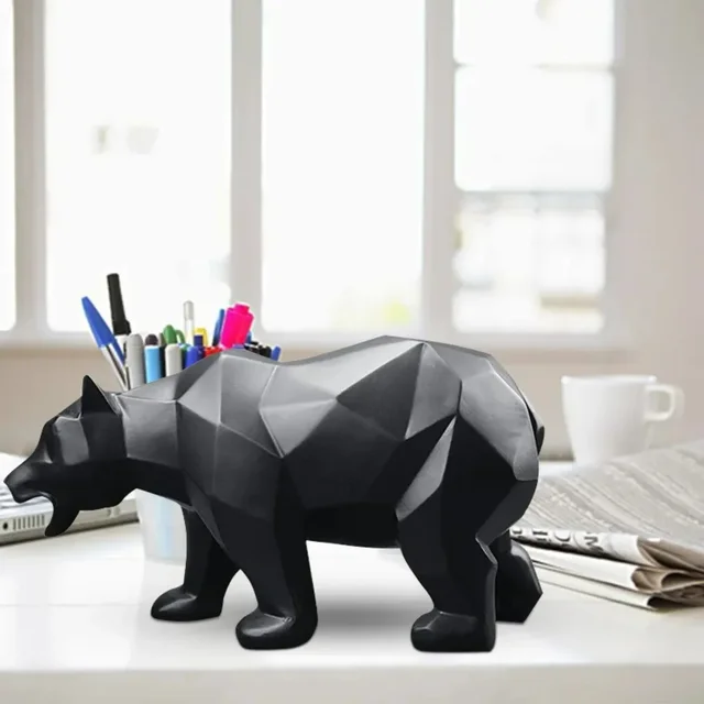 Statue d'ours en résine pour la décoration de la maison, sculpture géométrique, ornement d'animal, accessoires nordiques, artisanat moderne 5